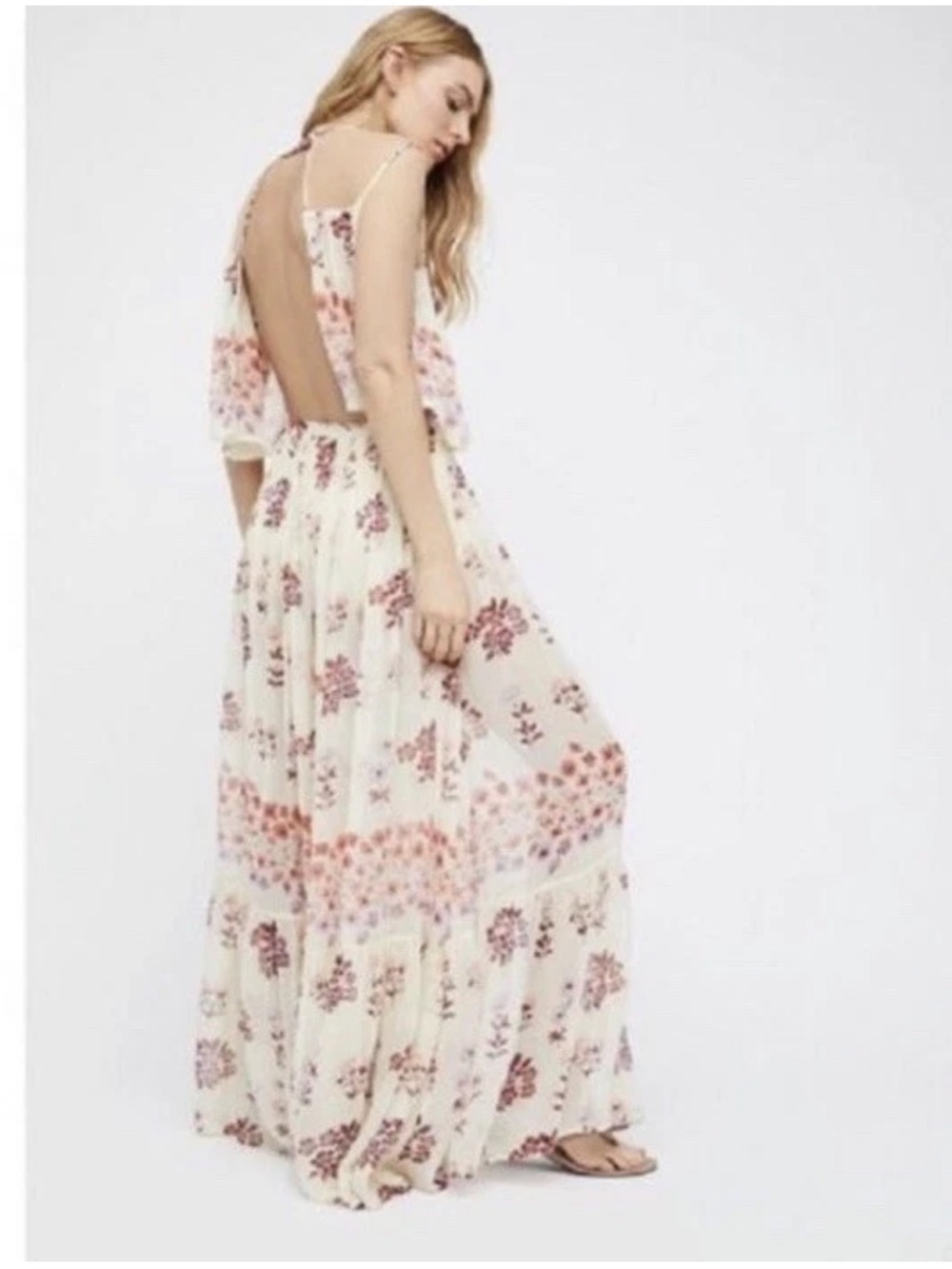 Free People Cream Floral Wide-Leg Palazzo Pants - Picture 3 of 7